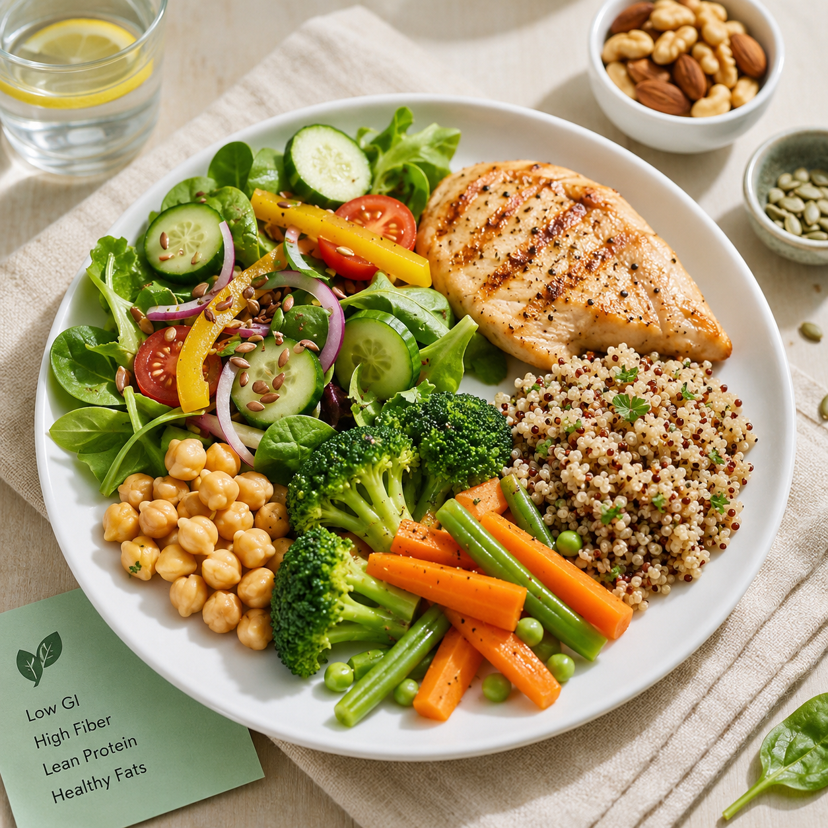 Grilled chicken, quinoa and salad